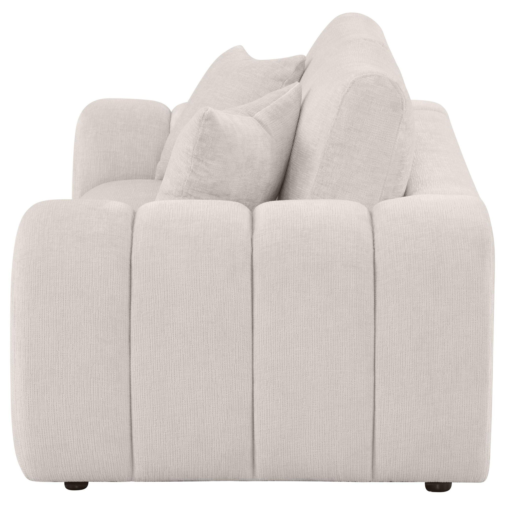 Burnett Chenille Upholstered Wide Arm Loveseat Ivory