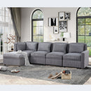 Modular Corduroy Sectional Sofa, Convertible L Shaped Couch Sofa with Storage,  5 Seat Sofa Couch for Living Room, Dark Gray