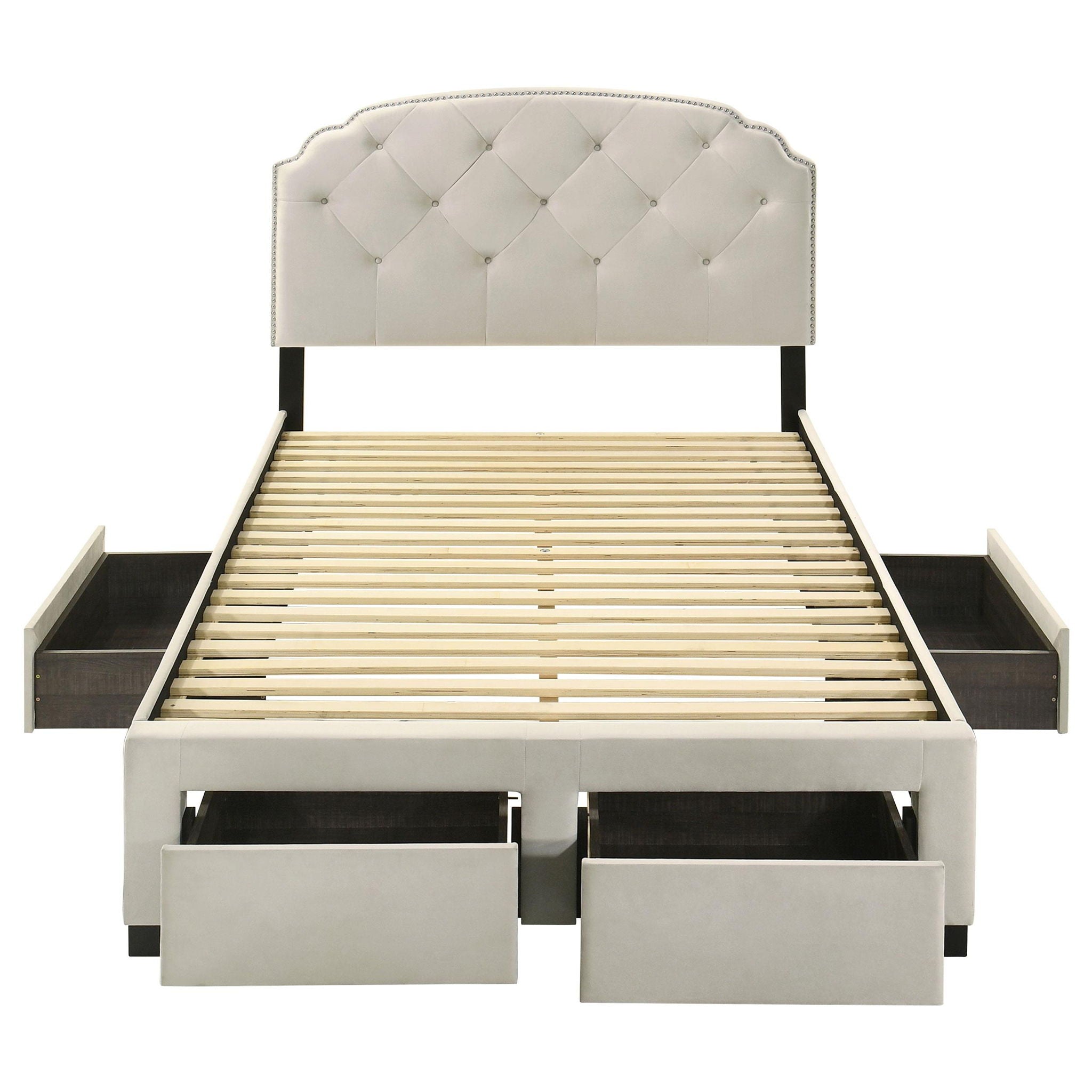 Marianna 4-drawer Upholstered Full Storage Bed Cream