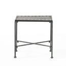 Outdoor Square Side Table With X Shaped Iron Frame - Black