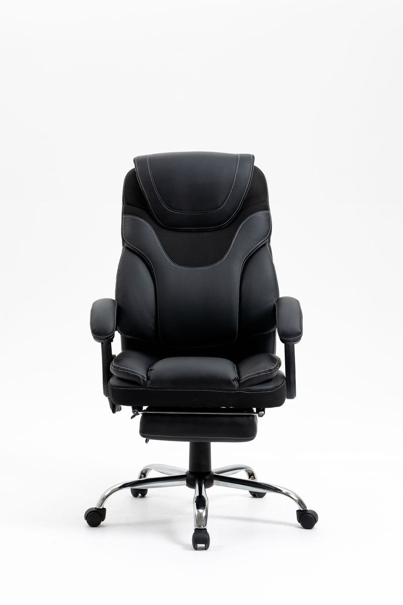 Massage Reclining Office Chair With Footrest, High Back Computer Chair Home Desk Ergonomic Executive Office Chair With Armrests, Adjustable Height - Black
