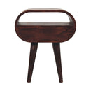 Wooden Circular Bedside Table With Open Slot - Walnut