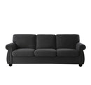 Soft Sofa, Upholstered 3 Seater Couch With High Density Foam, Loose Back Cushions And Turned Legs