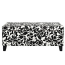 Luxury Storage Ottoman With Floral Patterned Fabric, Soft-Close Hinges, Multi Functional