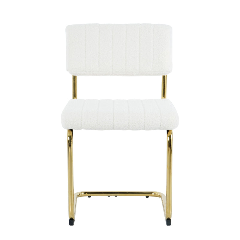 Modern Light Luxury Dining Chair With Metal Legs And Bow Design