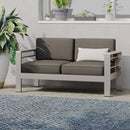 Outdoor Aluminum Loveseat With Cushion - Gray