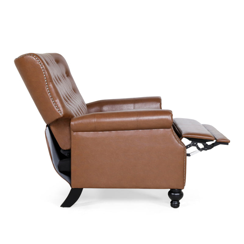 Oversize Faux Leather Recliner Chair - Light Brown