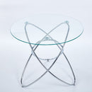 Metal Leg Dining Table With Tempered Glass Top