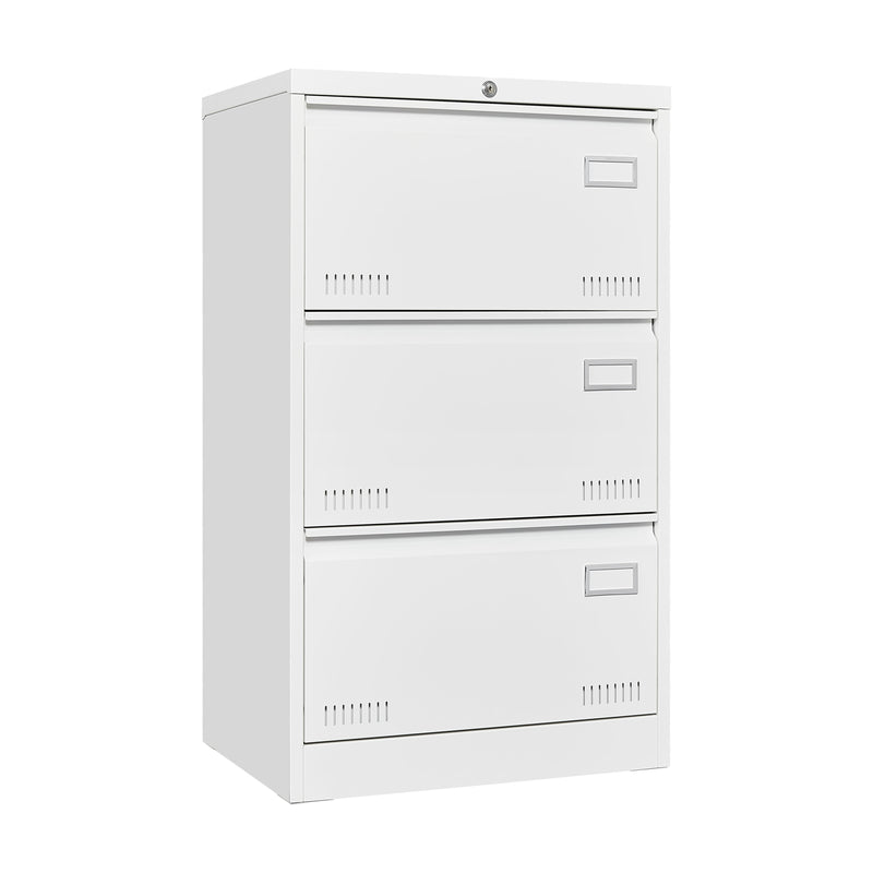 Filing Cabinet Lateral File Cabinet 3 Drawer, Locking Metal File Cabinets Three Drawer, Office Filing Cabinet With Lock Drawers For Home Office