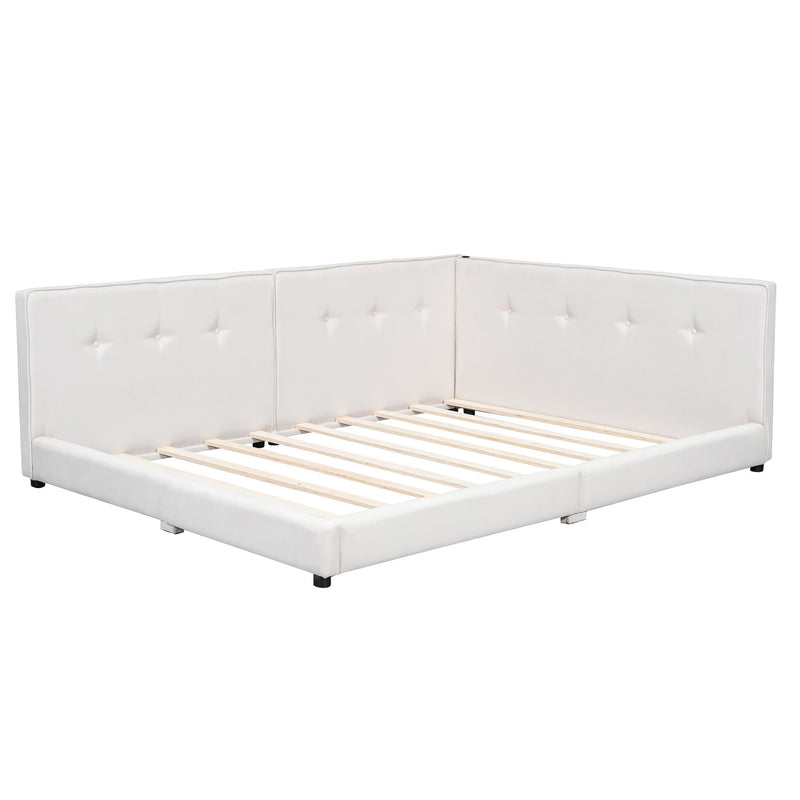 Modern Upholstered Platform Bed With USB Ports And LED Belt