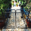 Metal Garden Arch With Gate High Climbing Plants Support Rose Arch Outdoor - Black