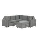 Sectional Sofa Convertible Pull-Out Sofa Bed With A Movable Storage Ottoman For Living Room