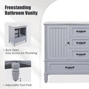 30" Bathroom Vanity With Sink, Bathroom Cabinet With A Door, 3 Drawers Legs, Adiustable Foot Pads - Gray