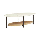 Oval Coffee Table With Metal Legs - White / Natural