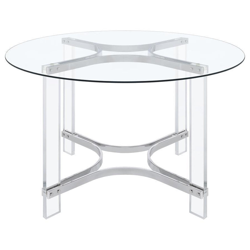 Keeling - Round Glass Top Acrylic Dining Table - Chrome