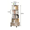 Rotating Bookshelf With Wheels And Drawer, 360° Spinning Design, Space Saving Storage