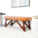 Mia - Bench With Buttons - Brown / Rustic