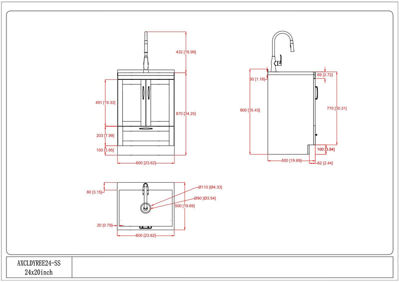 Reed - Deluxe Laundry Cabinet With Pull-Out Faucet And Stainless Steel Sink