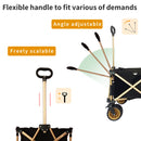 Aluminum Alloy Folding Wagon, Heavy Duty Utility Beach Wagon Cart For Sand With Big Wheels, Adjustable Handle & Drink Holders For Shopping, Camping, Garden And Outdoor