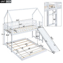 Hearth & Haven - Twin Over Full House Bunk Bed With Slide, Built In Ladder And Full Length Guardrail - White