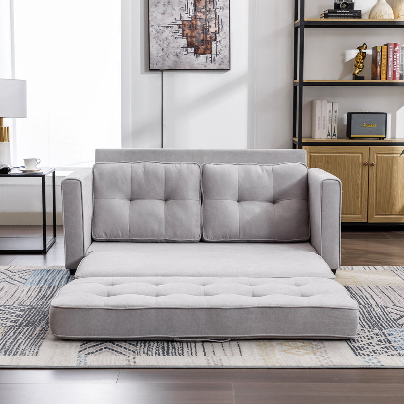 Loveseat Sofa With Pull-Out Bed Modern Upholstered Couch With Side Pocket For Living Room Office