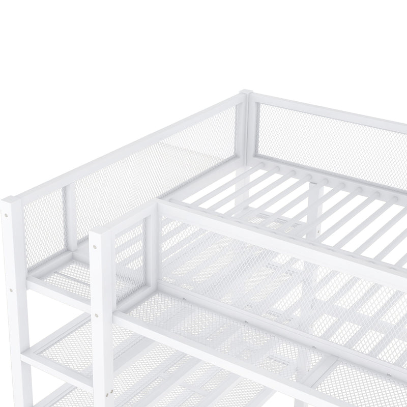 Loft Bed With 4 Tier Shelves And Storage