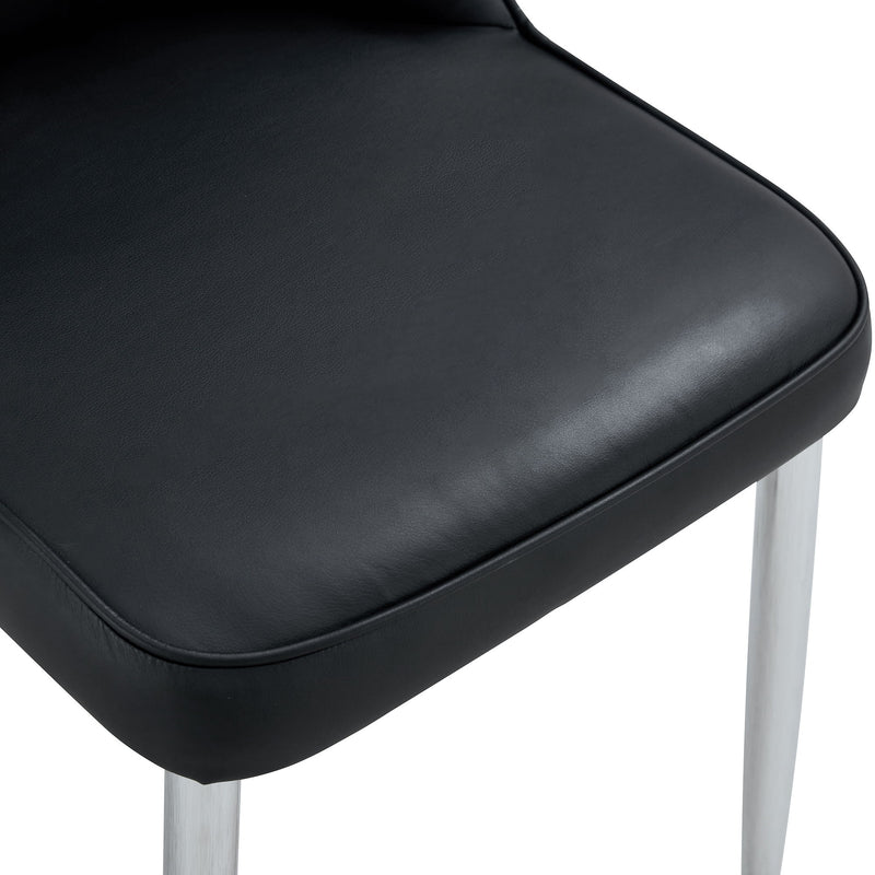 Modern Dining Chairs (Set of 4) With Backrest And Silver Metal Legs For Home And Office - Black