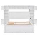 Bed With All In One Cabinet, Shelf And Sockets, Twin Long Trundle