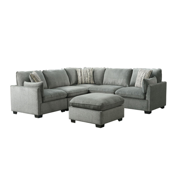 Deville - Modular 2 Piece Living Room Set (Sectional & Ottoman) - Nova Gray