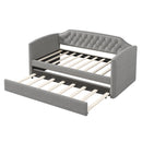Twin Size Upholstered Daybed with Trundle for Guest Room, Small Bedroom, Study Room, Gray