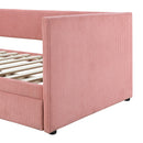 Corduroy Daybed With Two Drawers And Wood Slat