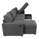 Convertible Sectional Sofa With Storage Chaise Lounges And USB Ports