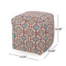 Amelia - Handcrafted Fabric Pouf, Rustic Elegance - Multicolored