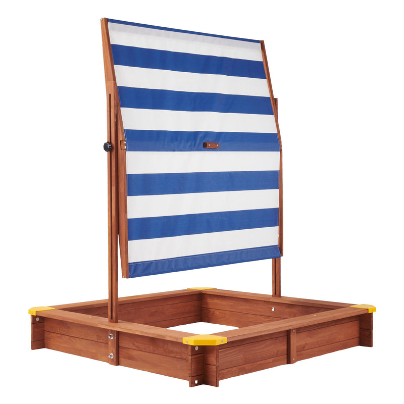 Kids Sandbox With Cover, Sand Box With Adjustable Canopy, Large Outdoor Cedar Sandpit For Backyard Play - Reddish Brown