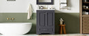 Bathroom Vanity With Ceramic Sink Combo, Modern Freestanding Storage Cabinet With Silver Handles