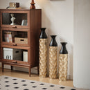 Floor Metal Vases (Set of 3) Gorgeous Home Decoration Large Glazed Metal Vases - Black / Gold