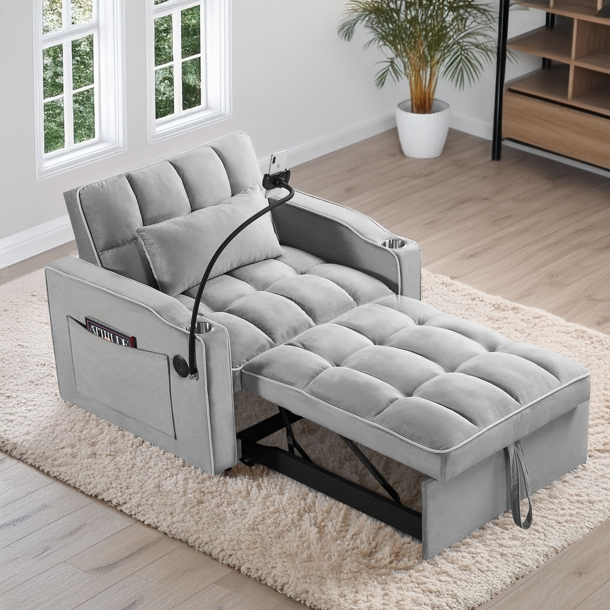 Convertible Sleeper Chair Sofa Bed Adjustable Pull Out Sleeper Chair Bed Multi Pockets Folding Sofa Bed For Living Room Bedroom Small Space 3 In 1 Sofa Bed Atlantic Fine Furniture Inc