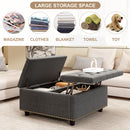 Large Square Storage Ottoman With 2 Storage Doors