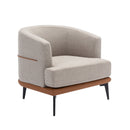 Modern Two-Tone Barrel Chair, Upholstered Round Armchair For Living Room Bedroom Reading Room