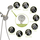 Multi Function Dual Shower Head 4.7" Rain Showerhead & 8 Function Hand Shower System - Brushed Nickel