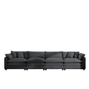 Modern Upholstered 4 Seater Corduroy Fabric Sofa With Arm And Throw Pillows