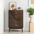 Modern 4 Drawer Dresser Chest For Living Room, Bedroom, Corridor Wooden Storage Cabinet - Walnut