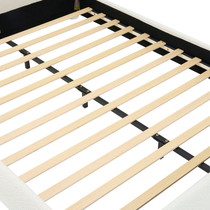 Upholstered Simple Modern Bedroom Bed With Curved Headboard