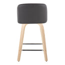 Toriano - Contemporary Fixed Height Counter Stool With Swivel With Square Footrest (Set of 2)