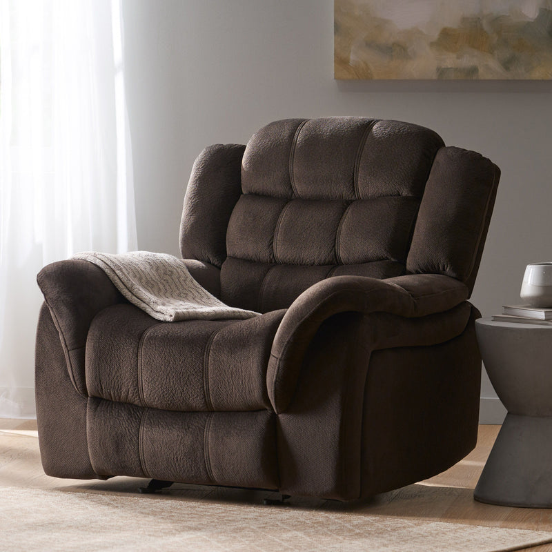 Classic Design, Plush Fabric, Glider Recliner