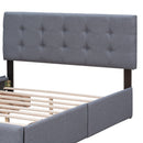 Upholstered Platform Bed With Classic Headboard And Drawers, No Box Spring Needed