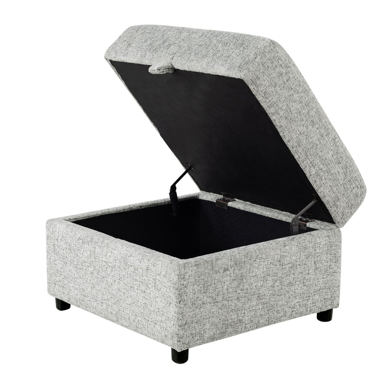 Emiliano - Sectional Sofa With 3 Pillows And Storage Ottoman - Nickel