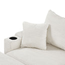 Single Sofa Couch With Storage Space, Movable Ottoman, USB Ports, Cup Holders, Phone Holder