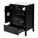 Retro Bathroom Vanity With Sink, Soft Closing Cabinet & Drawers