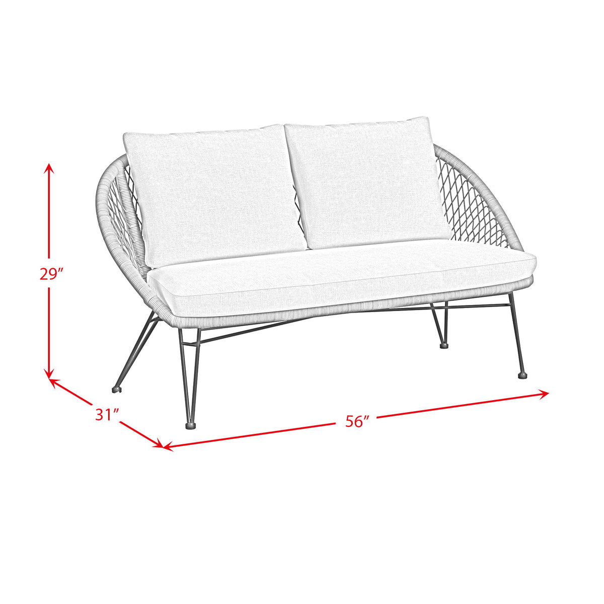 Grace 4 Piece Outdoor Seating Set in Beige / Natural by Elements International, view 17